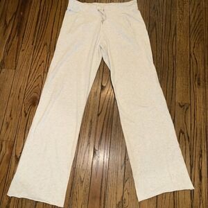 Victorias Secret Women's Ivory Heather Wide Leg Lounge Pants Small Drawstring